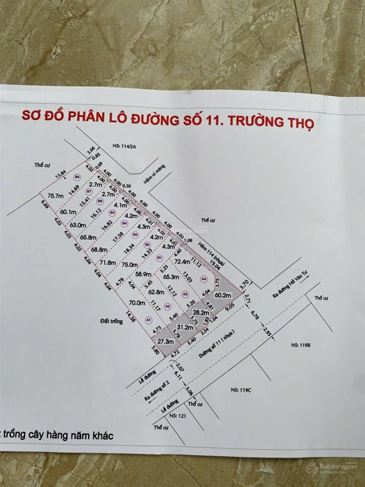 Đất hẻm 114 đường số 11 phường trường thọ, nay là phường thủ đức, tp.hcm, cách mt ds11 chỉ 30m.