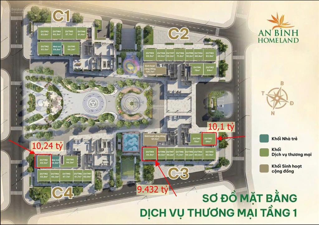 Bán shophouse tmdv dự án an bình homeland, giá chỉ từ 2,1 tỷ/ căn 50m2, dòng tiền cực tốt