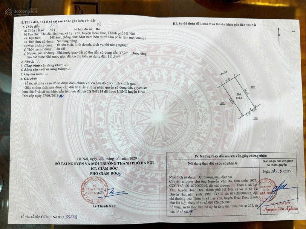 Bán đất dịch vụ xã lại yên  hoài đức (khu cũ)