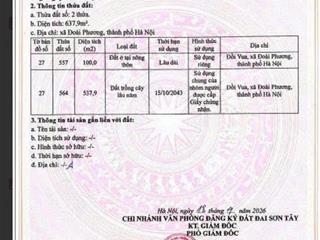 Chính chủ cần bán đất ở đẹp 100m² xã đoài phương, hà nội (xã sơn đông, tx sơn tây cũ)