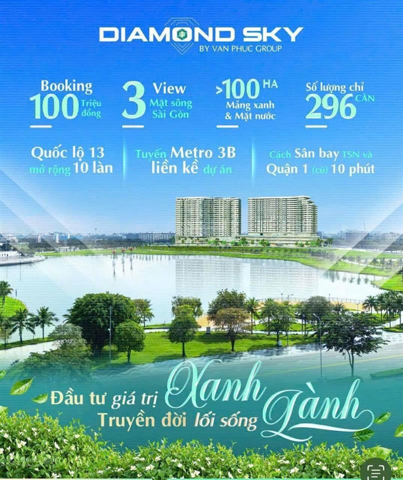 Nổi bật căn hộ diamond sky  khu đô thị vạn phúc mua trực tiếp cđt thanh toán giãn chiết khấu cao
