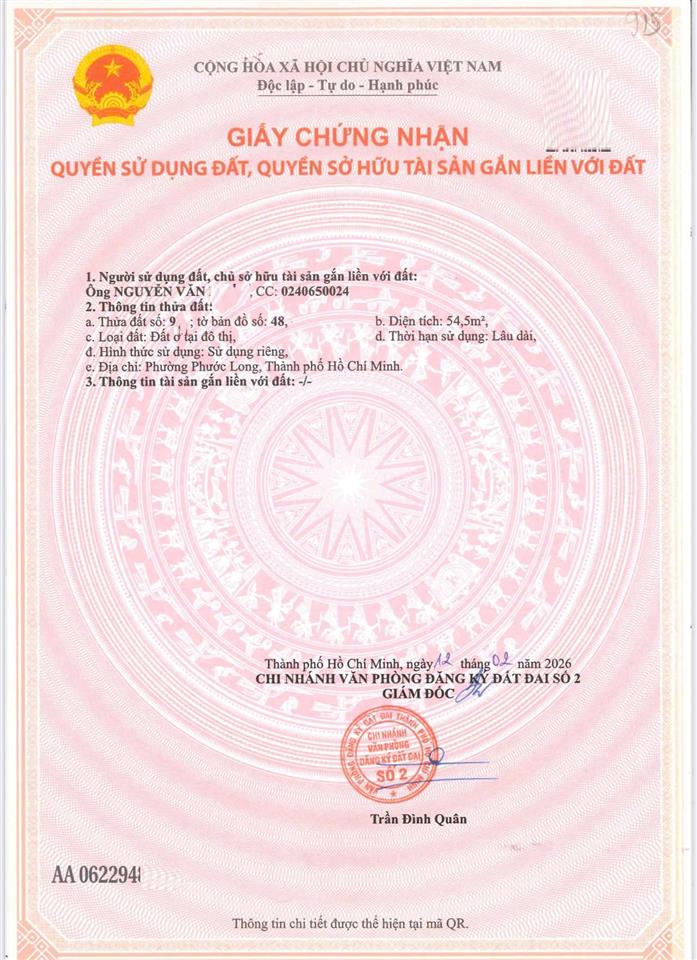 Bán đất dự án phân lô đường 339 đỗ xuân hợp gần chợ phước long b q9 (54.5m2) 6 tỷ