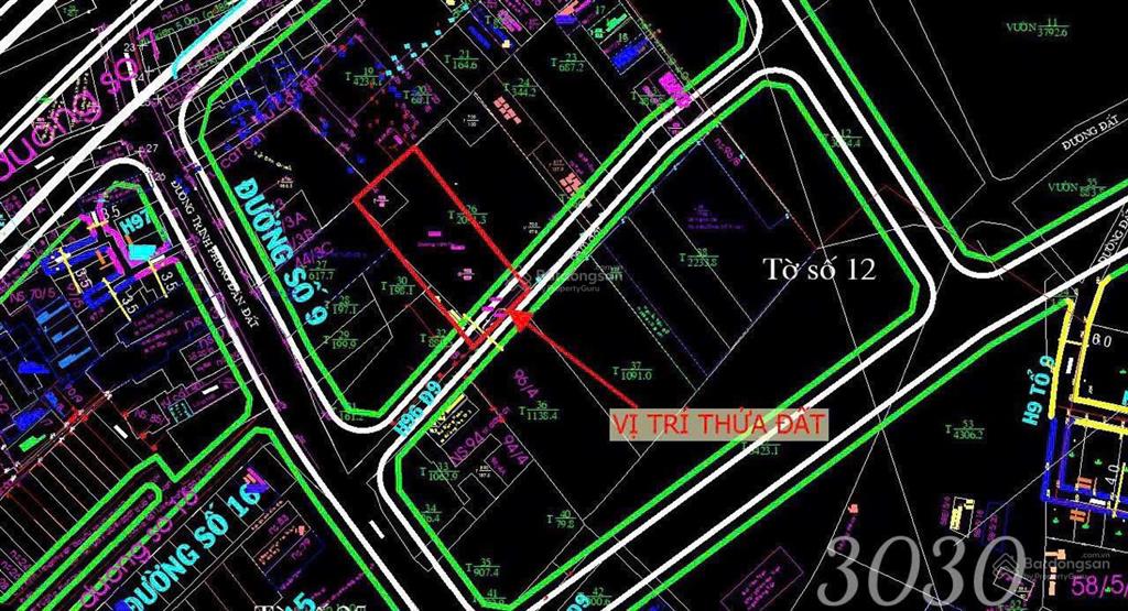 Bán đất full thổ cư đường số 9 (phạm văn đồng) p. linh tây gần chợ thủ đức (2.156m2) 50 tr/m2