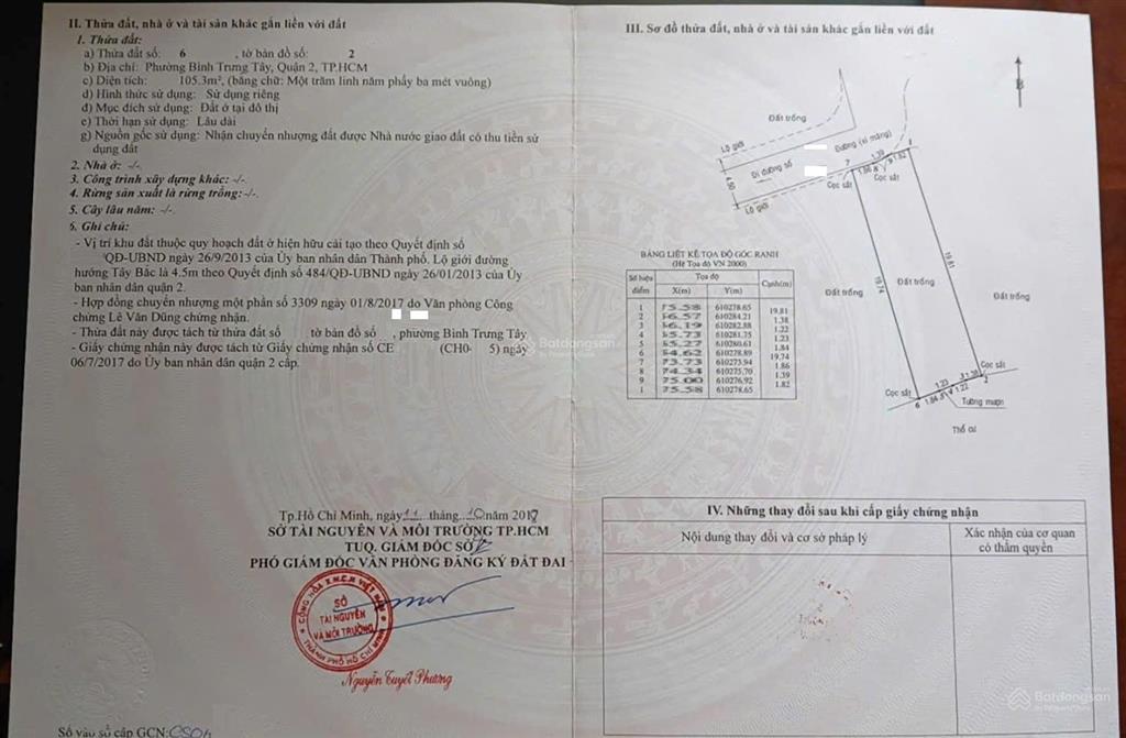 Bán đất đường số 5 hẻm ô tô p. bình trưng mới (q2 cũ) gần chợ cây xoài (105m2) 7 tỷ