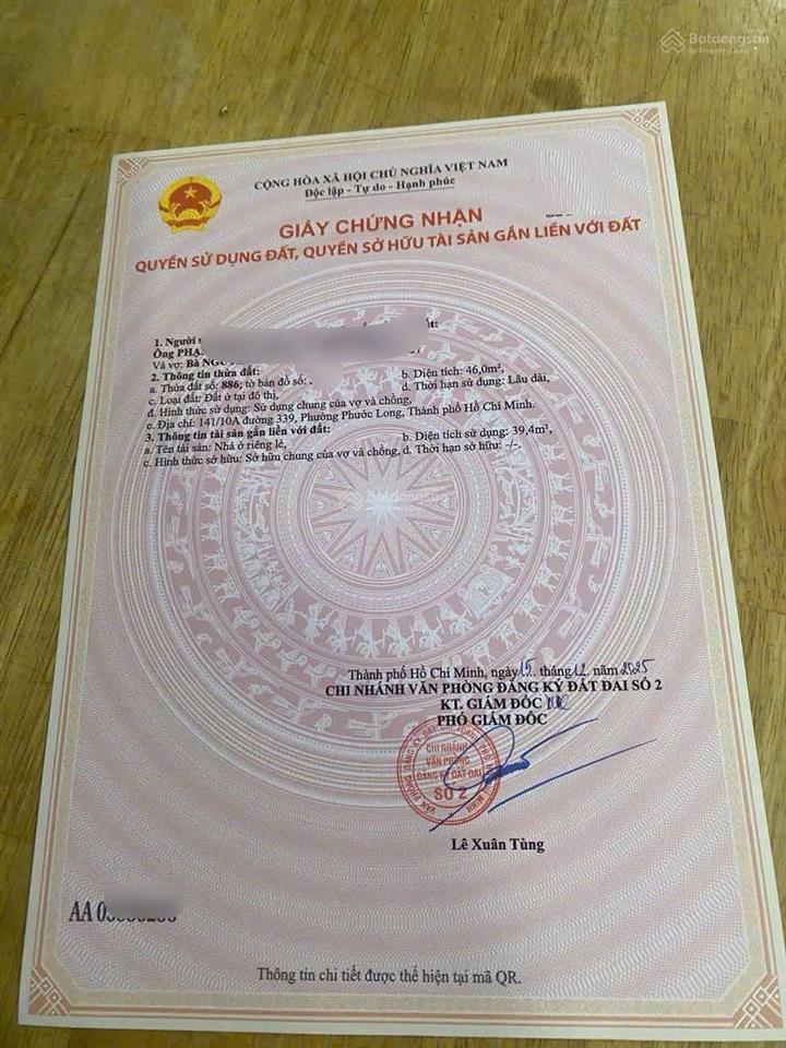 Bán nhà riêng đường 339 p. phước long mới q9 cũ gần ngay chợ phước bình (46m2) 5.6 tỷ