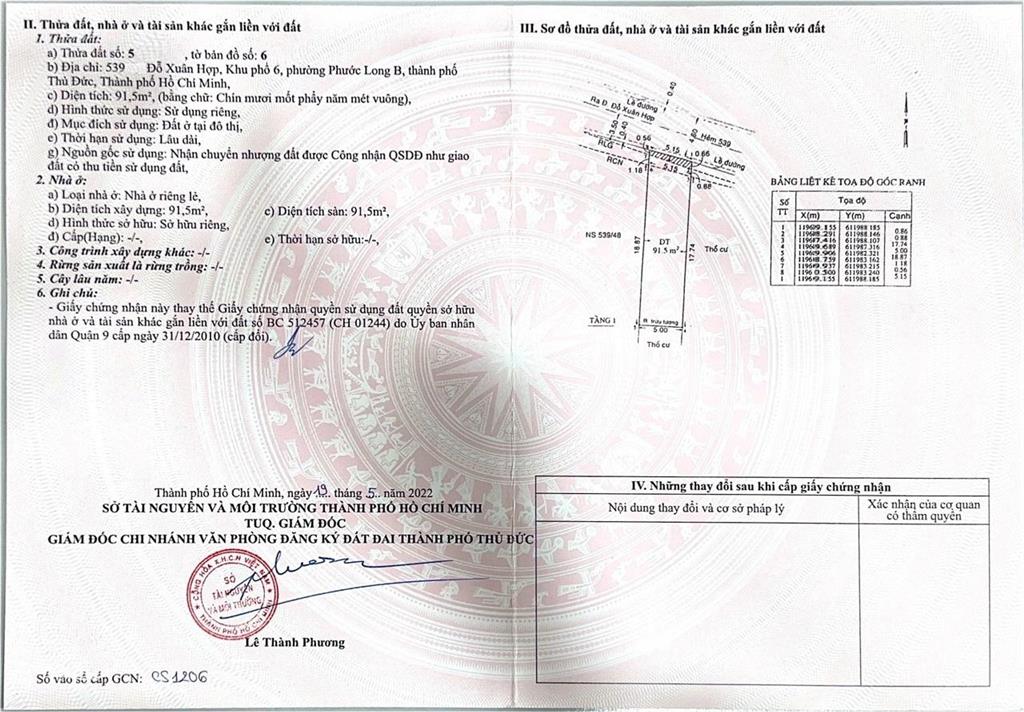 Bán nhà riêng hẻm 539 đường đỗ xuân hợp gần ngay chợ phước bình q9 cũ (91.5m2) 8 tỷ