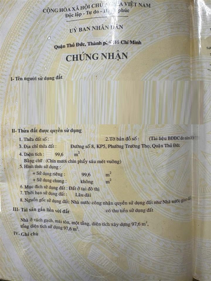 Bán nhà riêng kdc hiện hữu căn góc 2mt đường số 8 gần chợ thủ đức (99,6m2) 8,5 tỷ