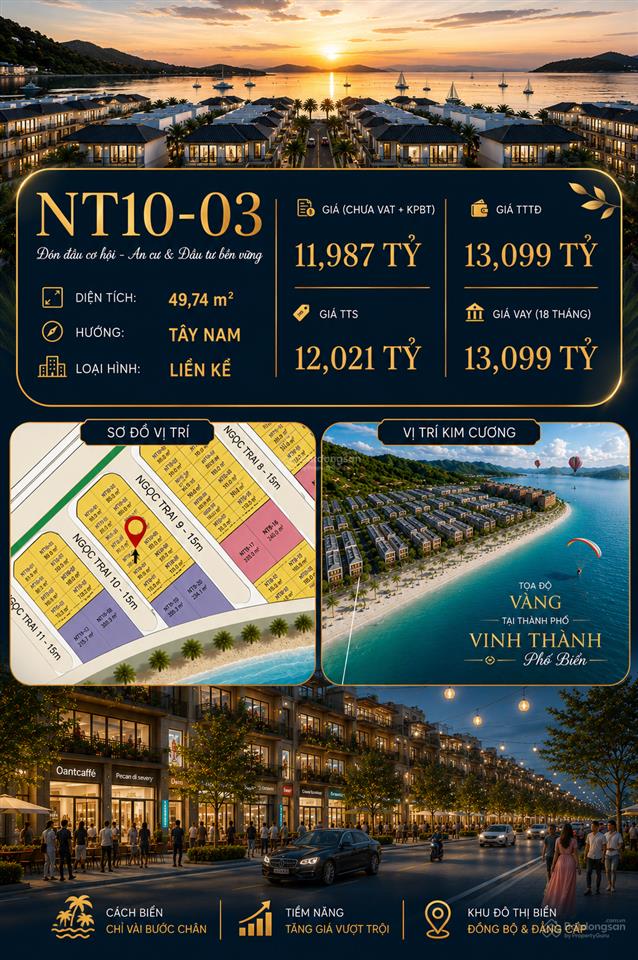 Căn nt10  03 phân khu ngọc trai đã hoàn thiện cách biển 70m vị trí đẹp