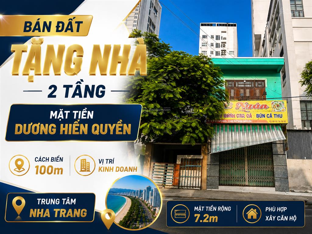 Chủ bán đất tặng nhà 2 tầng mặt tiền dương hiến quyền  vĩnh hoà  bắc nha trang