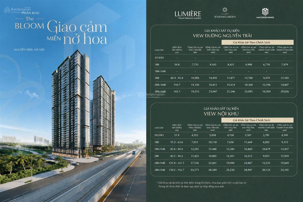 Bán cc tại hanoi seasons garden, giá ưu đãi, 15,15 tỷ, 101m2, view đẹp