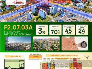 Căn 2pn + sân vườn riêng four s tower view biển, tối ngắm pháo hoa tại hòa xuân