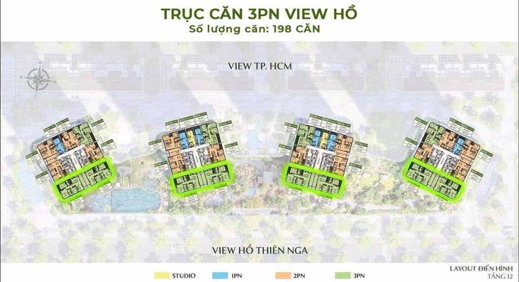 Căn hộ forest onsen 3pn, 115,51m², view hồ thiên nga, view thành phố, giá gốc cđt