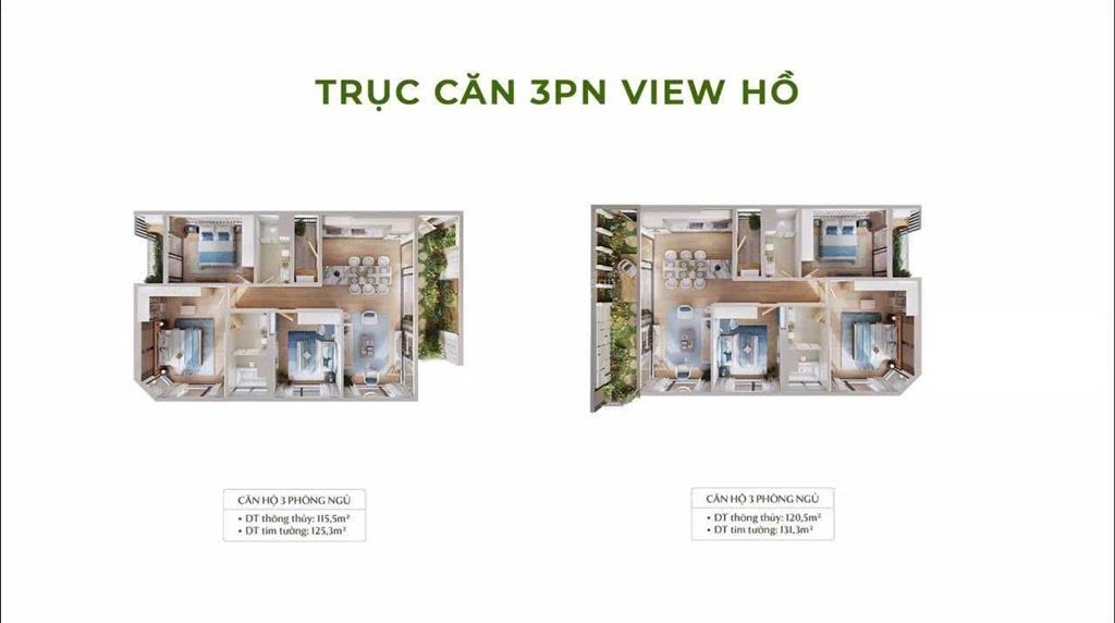 Căn hộ forest onsen 3pn, 115,51m², view hồ thiên nga, view thành phố, giá gốc cđt