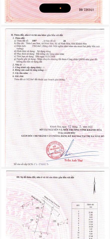BÁN ĐẤT LAM SƠN – NINH SIM, NINH HÒA, KHÁNH HOÀ. FULL THỔ CƯ