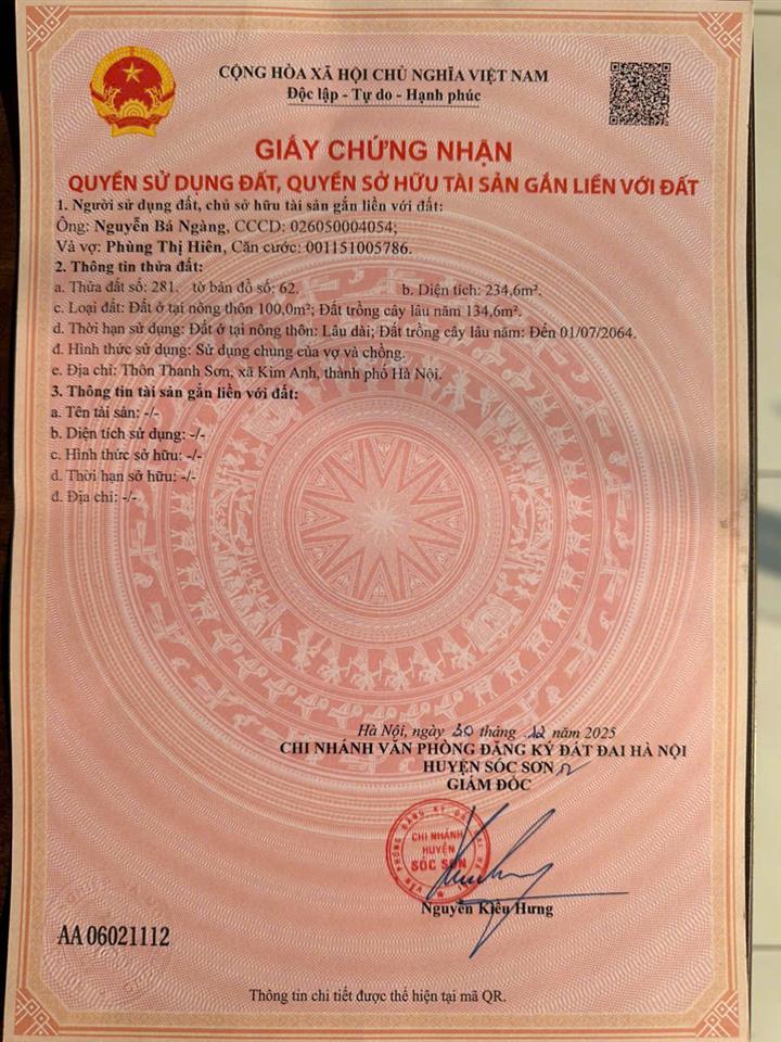 SỞ HỮU NGAY LÔ ĐẤT ĐẸP - GIÁ TỐT - Vị Trí Đắc Địa Tại Thôn Thanh Sơn, Xã Kim Anh, TPHN