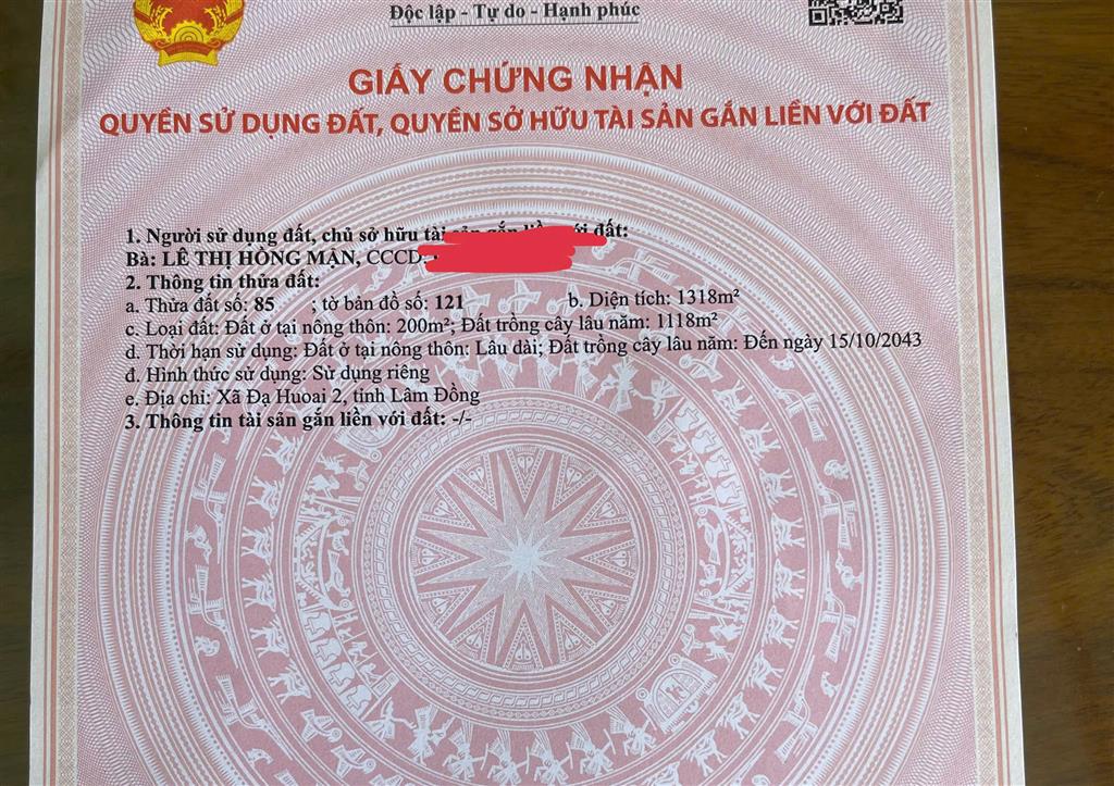 Bán đất mặt tiền QL20 - Đạ Huoai 2, Lâm Đồng - Diện tích 1362m2