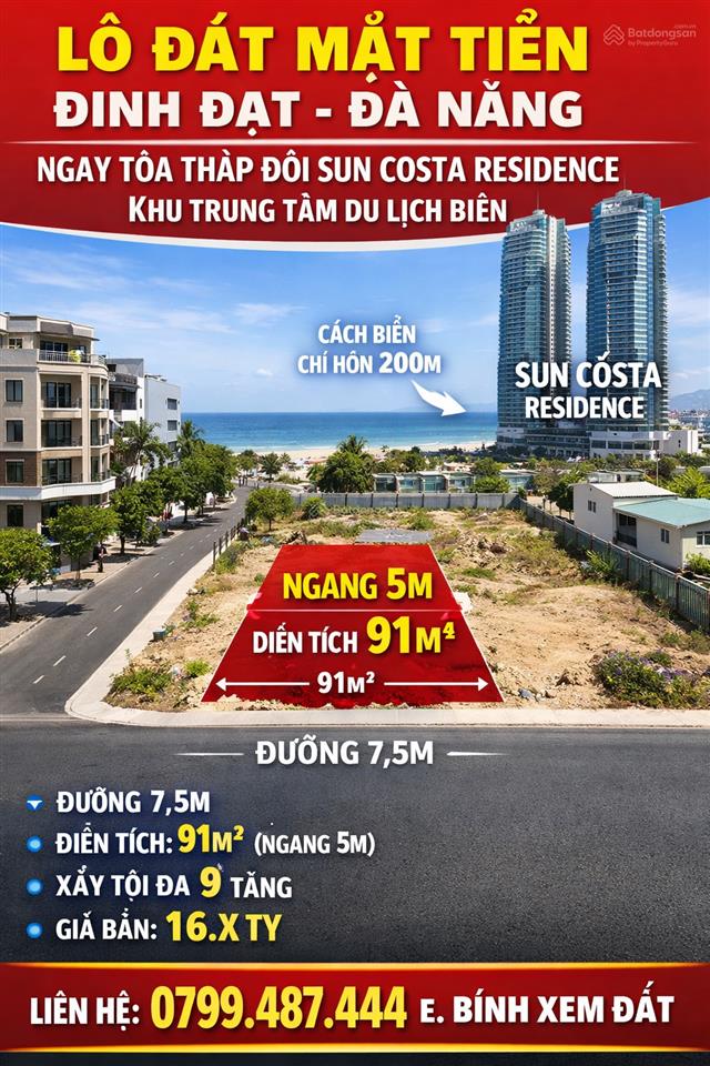 Bán lô đất mặt tiền đinh đạt  vị trí trung tâm du lịch biển phạm văn đồng  đà nẵng