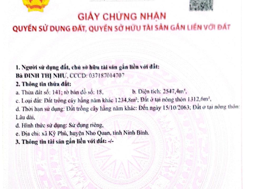 Tôi cần bán đất quỳnh lưu, huyện nho quan, ninh bình.