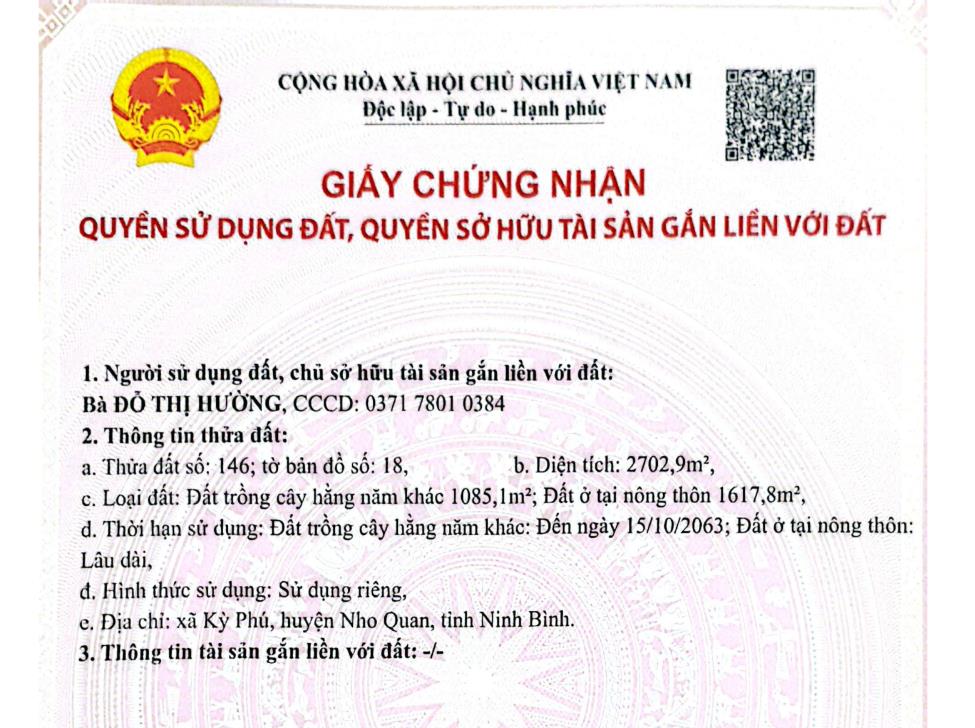Chính chủ bán đất quỳnh lưu, nho quan, ninh bình