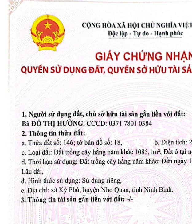 Chính chủ bán đất quỳnh lưu, nho quan, ninh bình