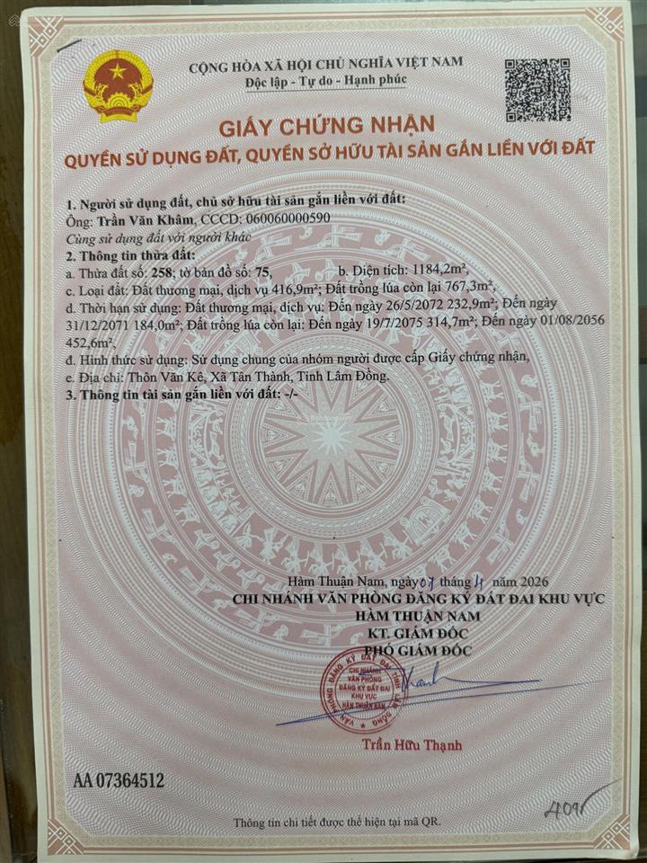 Bán đất tmd mặt tiền hòn lan đối diện dự án thanh long bay