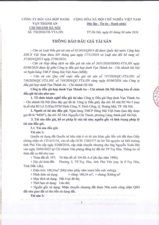 Đấu giá tài sản quyền sử dụng đất quyền sở hữu nhà ở và tài sản khác gắn liền với đất