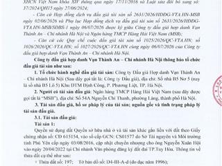 Thông báo đấu giá quyền sử dụng đất và tài sản gắn liền với đất