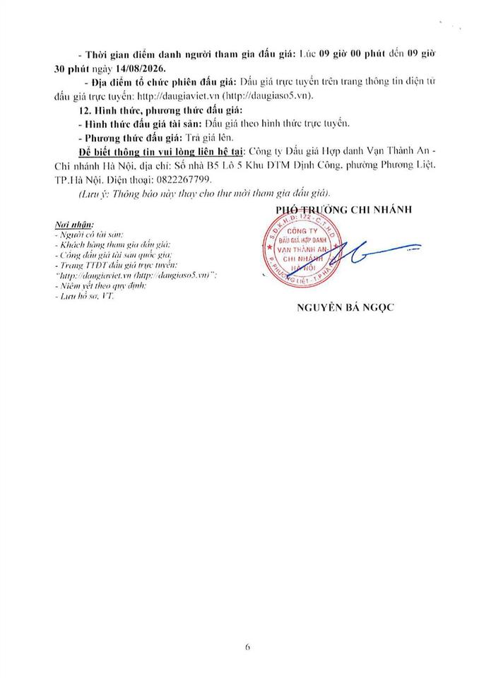 Thông báo đấu giá quyền sử dụng đất và tài sản khác gắn liền với đất