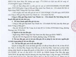Thông báo đấu giá quyền sử dụng đất và tài sản khác gắn liền với đất