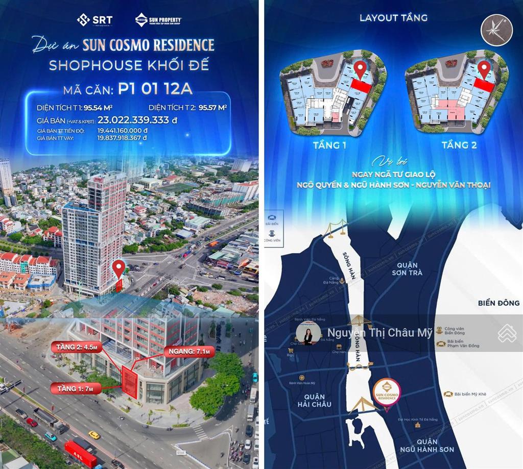 Châu mỹ srt shophouse chân đế dự án sun cosmo sầm uất giá không chênh trực tiếp cđt sun group