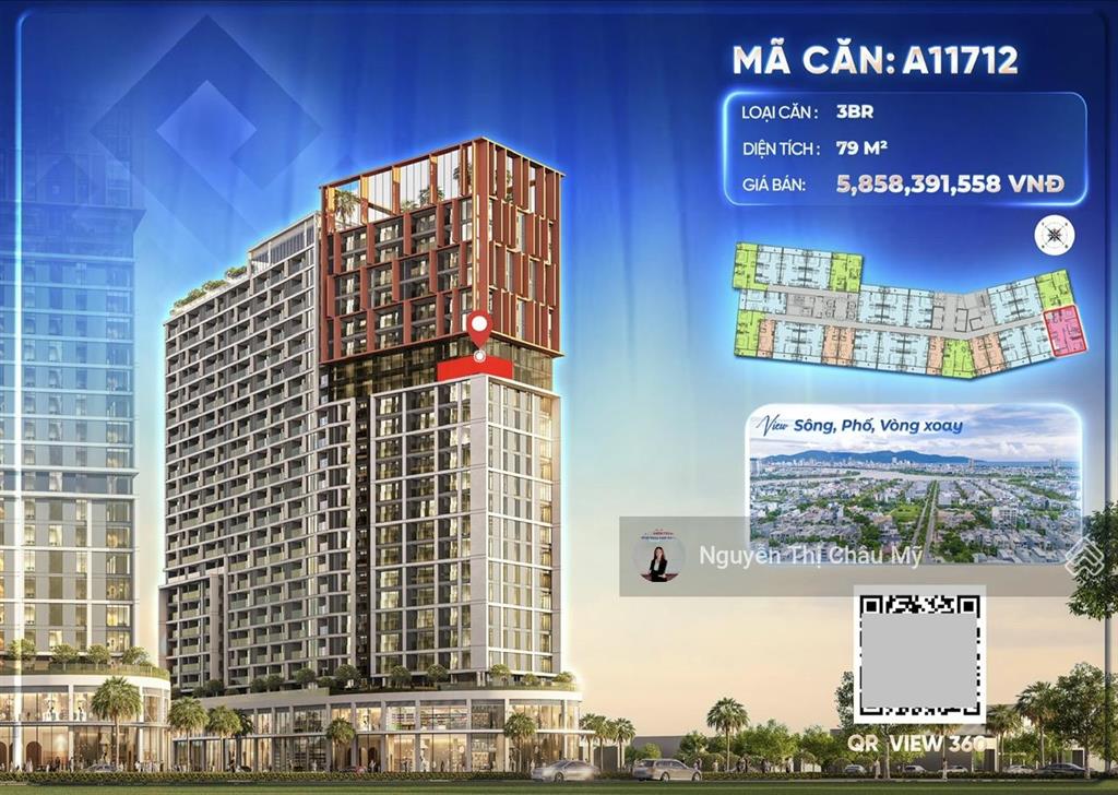 Căn hộ 3pn giỏ hàng view sông cora tower  tầng cao 17 căn góc  châu mỹ srt