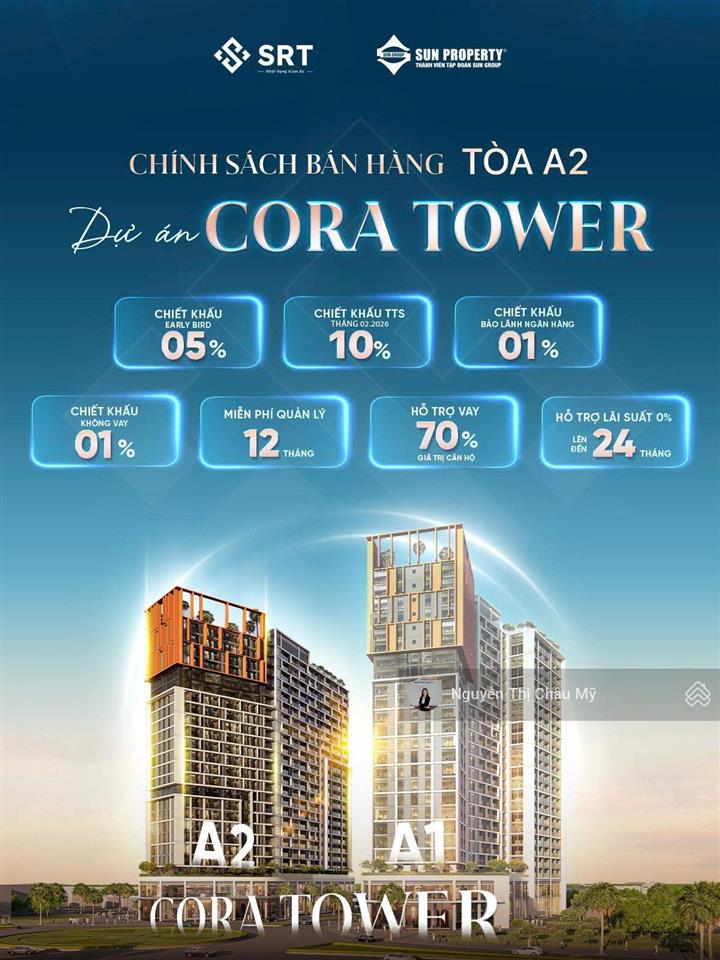 Căn hộ 2pn giỏ hàng view sông cora tower  nhịp đầu mở bán  tầng cao giá tốt  châu mỹ srt