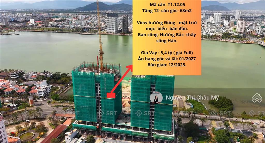 2pn tầng 12 view sông biển bán đảo hướng đông  vay ân hạn lãi 01/2027 sun ponte  ms châu mỹ