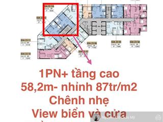 1 phòng ngủ tầng cao 2x  tòa s3a  view bán đảo sơn trà sông hàn  hướng đb  ms châu mỹ
