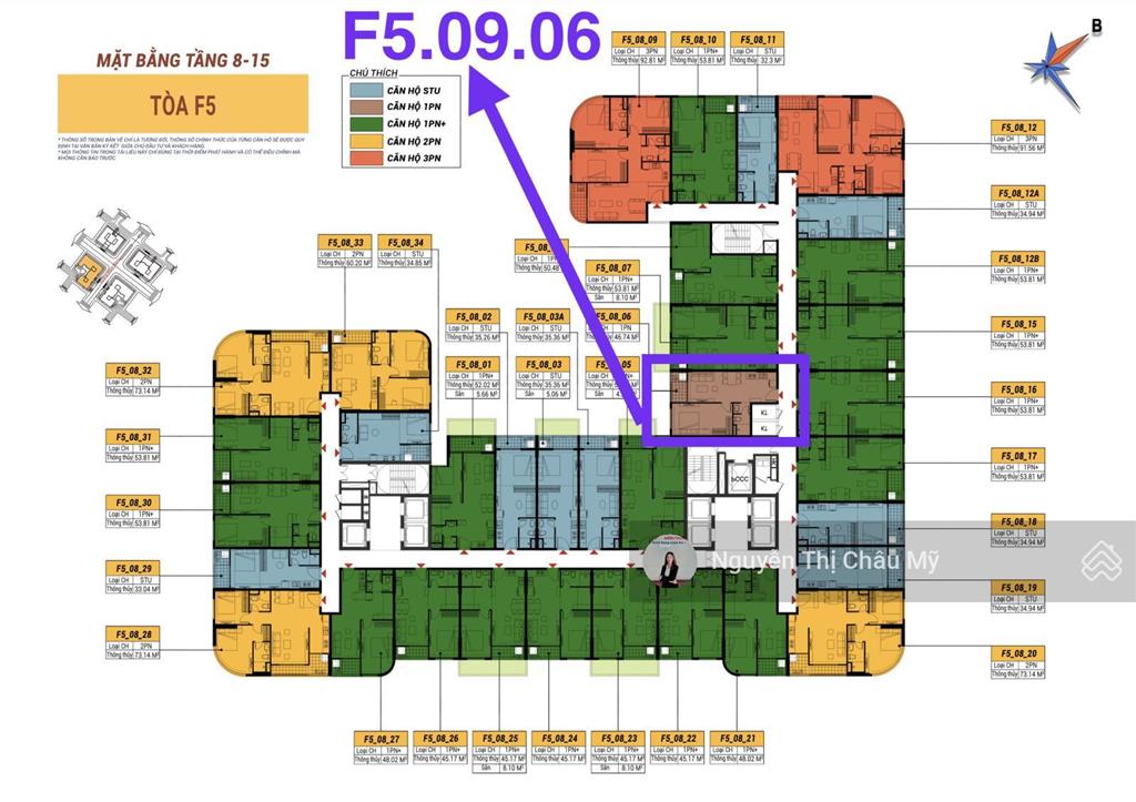 Châu mỹ srt  căn 1pn giá tốt bảng hàng tòa f5  fours tower  trong kđt nam hoà xuân