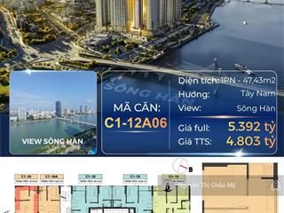 Châu mỹ srt  căn hộ 1br căn góc capital square  tòa c1 times  view sông hàn, biển  nội khu