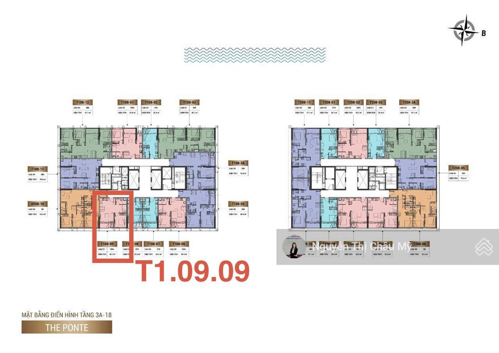 1pn + tầng 09 view biển bán đảo hướng đông  toà t1  sun ponte  ms châu mỹ
