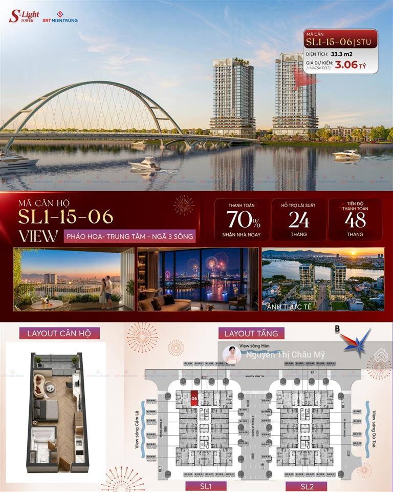 Châu mỹ srt  slight tower căn hộ view 3 mặt sông hiếm có tại đà nẵng  giỏ hàng lớn nhất