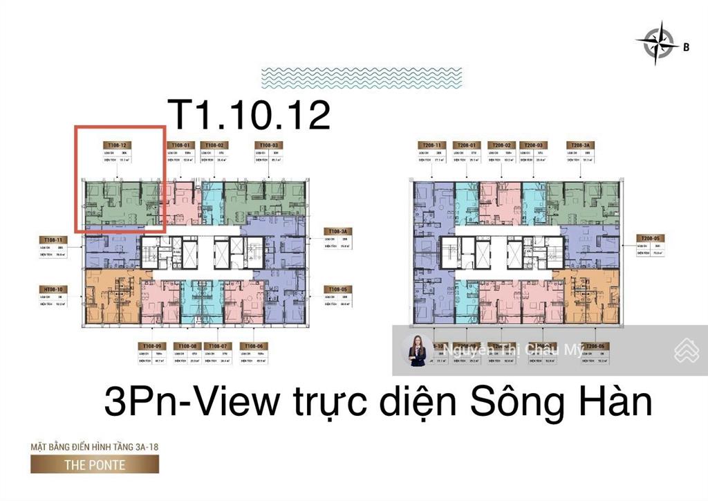 Căn hộ 3pn view trực diện sông hàn tầng 10  tòa t1  sun ponte  ms châu mỹ