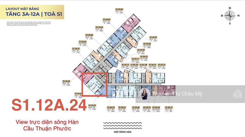 Bán cc tại sun symphony residence căn 1pn+ trực diện sông hàn  châu mỹ