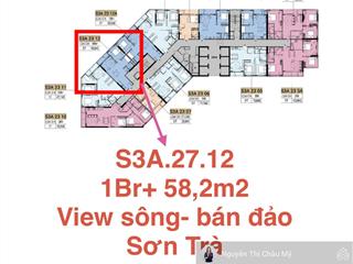 Châu mỹ  căn 1pn+1 58,2m2 view sông cầu thuận phươc bán đảo sơn trà biển tầng cao 27  symphony
