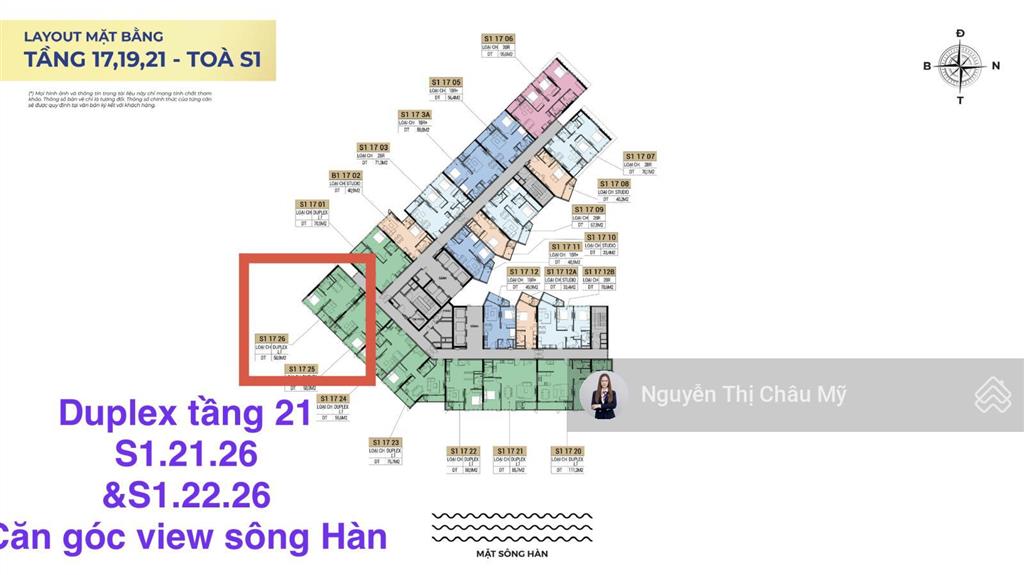 Châu mỹ srt  căn hộ duplex  view trực diện sông 117.8m2  the symphony  tầng cao 21 & 22