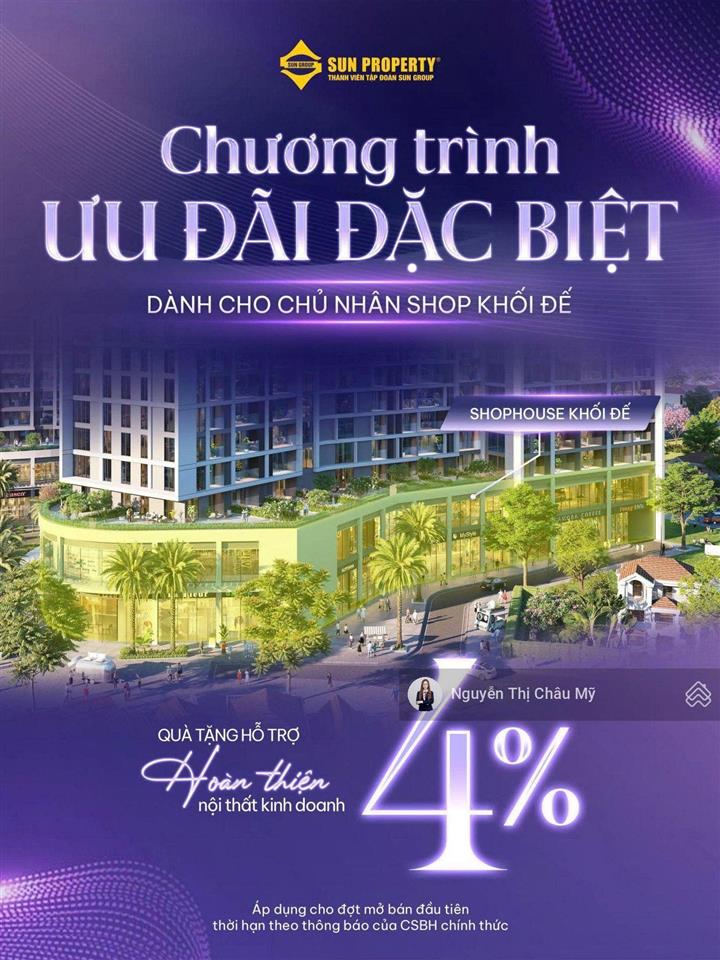 Châu mỹ srt  shop chân đế sun cora tower mở bán đợt 1  không chênh  mở shop kinh doanh