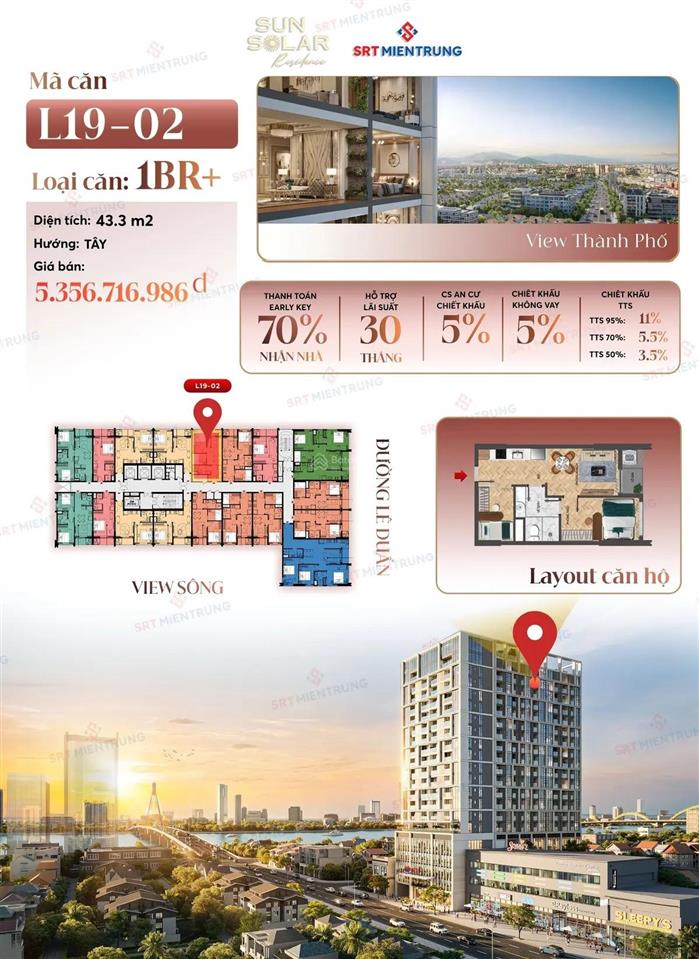 Châu mỹ srt  sun solar tầng cao 19  ký trực tiếp cđt  ck 5% early bird  view sân bay, thành phố