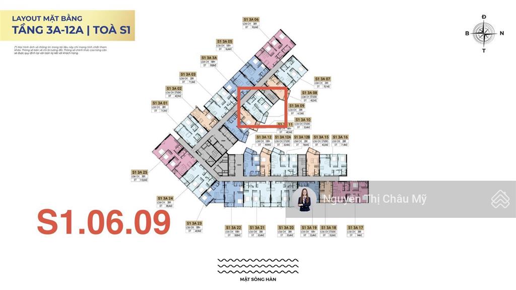Căn 2pn view sông hàn  nội khu sun symphony tòa s1 đơn giá 69 triệu/m2  châu mỹ