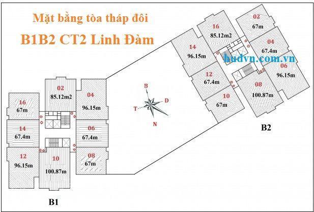 6.6 tỷ chính chủ gửi bán căn hộ 3 phòng ngủ hud2 tây nam linh đàm dt 101m2 sổ hồng,  0857 999 ***