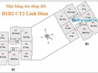 6.6 tỷ chính chủ gửi bán căn hộ 3 phòng ngủ hud2 tây nam linh đàm dt 101m2 sổ hồng,  0857 999 ***
