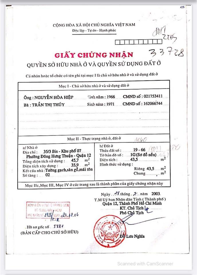 Bán nhà phường đông hưng thuận quận 12  nhỉnh 2 tỷ đang cho thuê 7triệu/tháng.