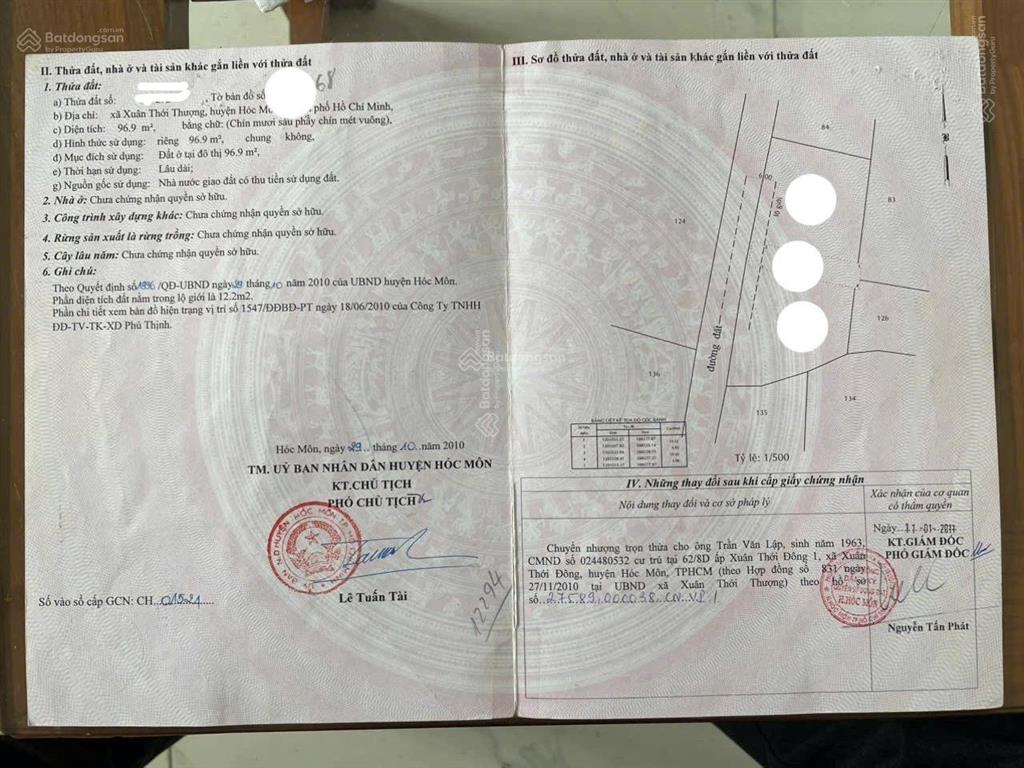 Nhà ngộp 1/ dương công khi 96.9m2 ngang 5x19m hxh 6m, có nhà cấp 4 + gác 2pn = 2.65tỷ