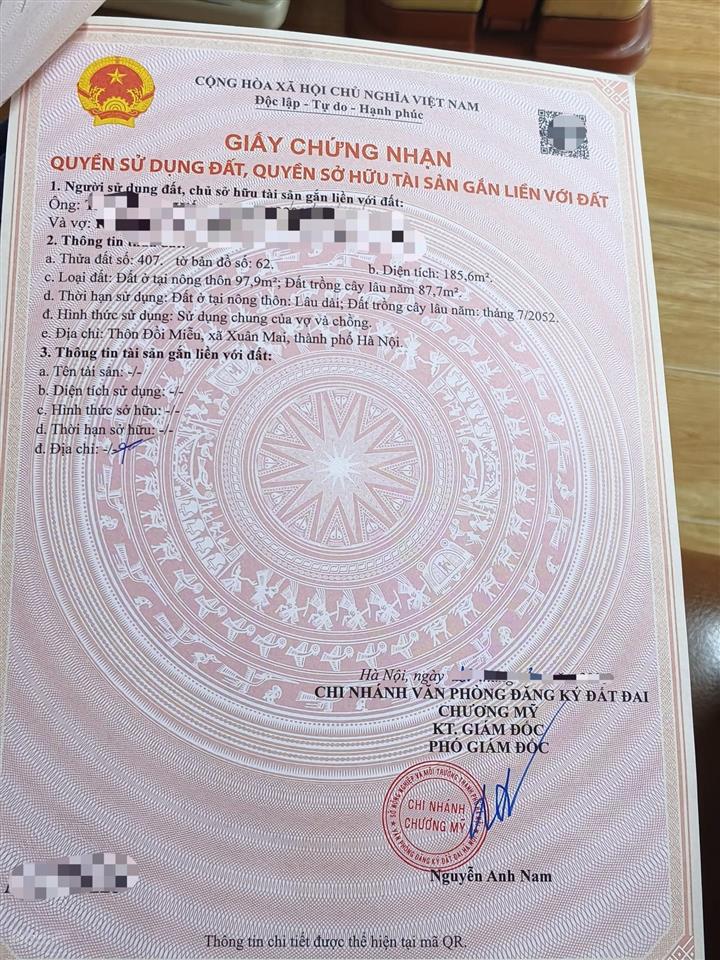 Chính chủ  bán đất 185.6m2 tại đồi miễu, xuân mai, hà nội.